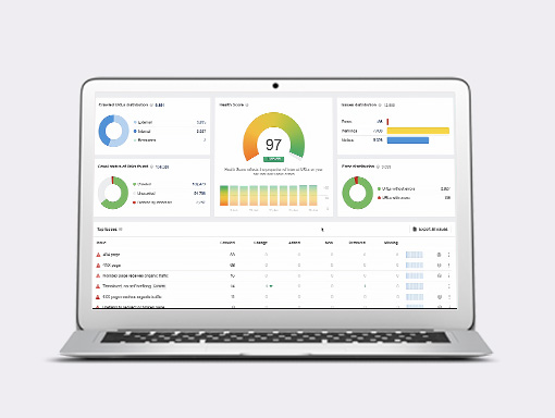 image of a laptop showing a Macbook screen with site audit report